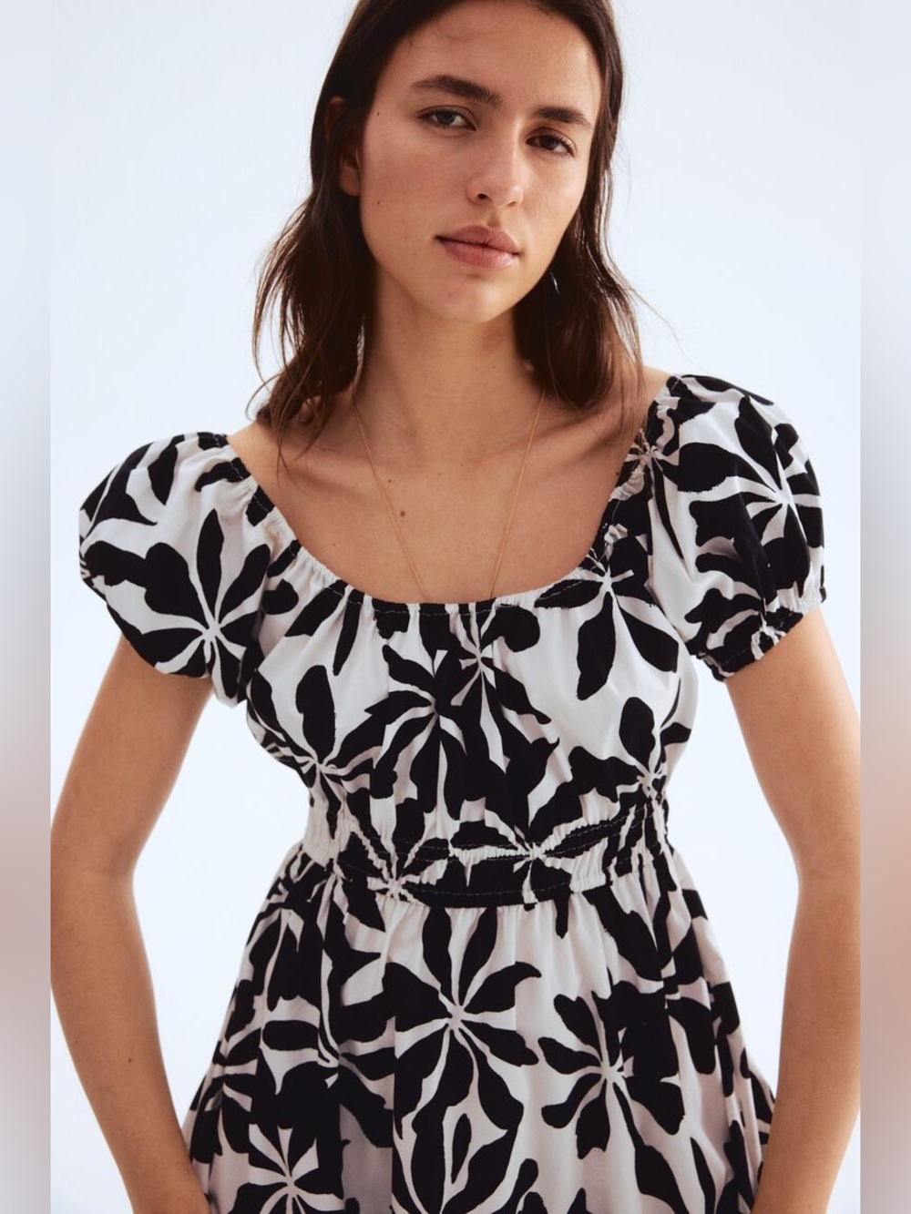 H&M Women’s Puff Sleeve Smocked Cotton Dress — Like New!